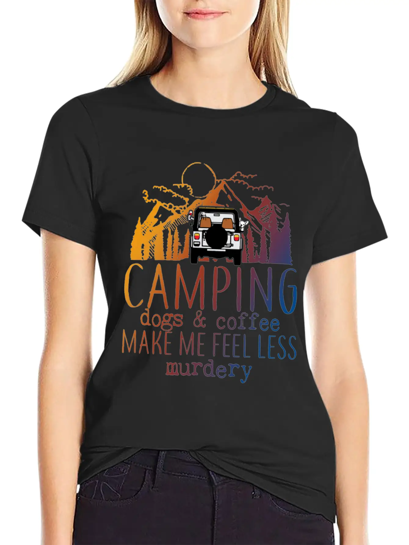 Camping Dogs Coffee Unisex Short Sleeve Soft Cotton T-Shirt – Casual Everyday Wear