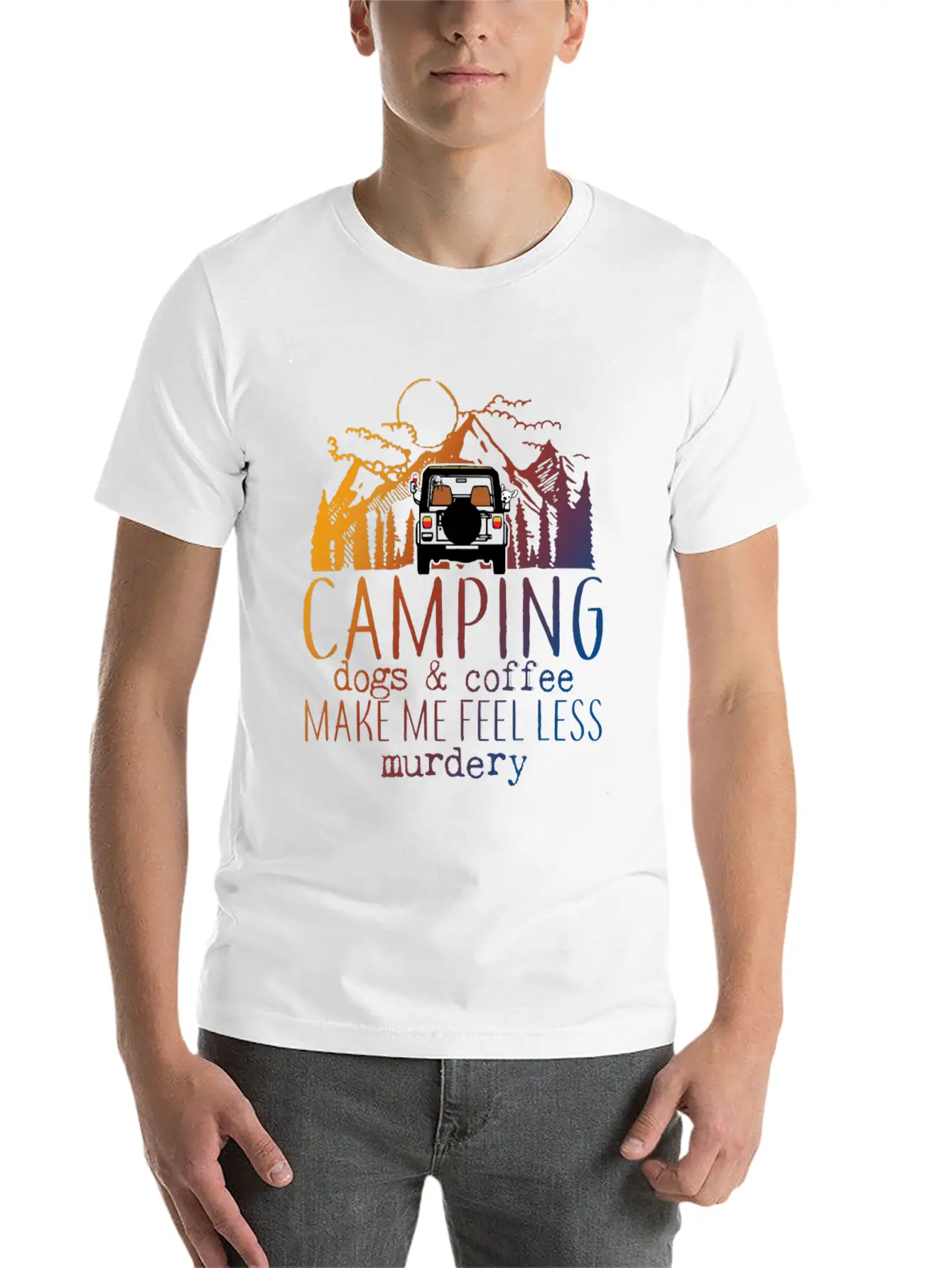 Camping Dogs Coffee Unisex Short Sleeve Soft Cotton T-Shirt – Casual Everyday Wear