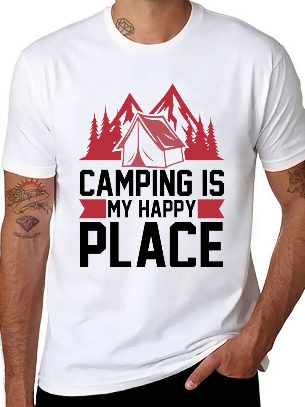 Camping Is My Happy Place Casual Graphic T-Shirt – Simple And Comfortable Daily Wear