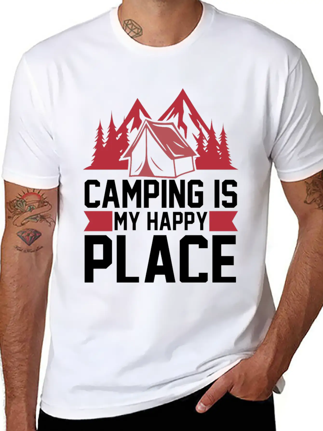 Camping Is My Happy Place Casual Graphic T-Shirt – Simple And Comfortable Daily Wear