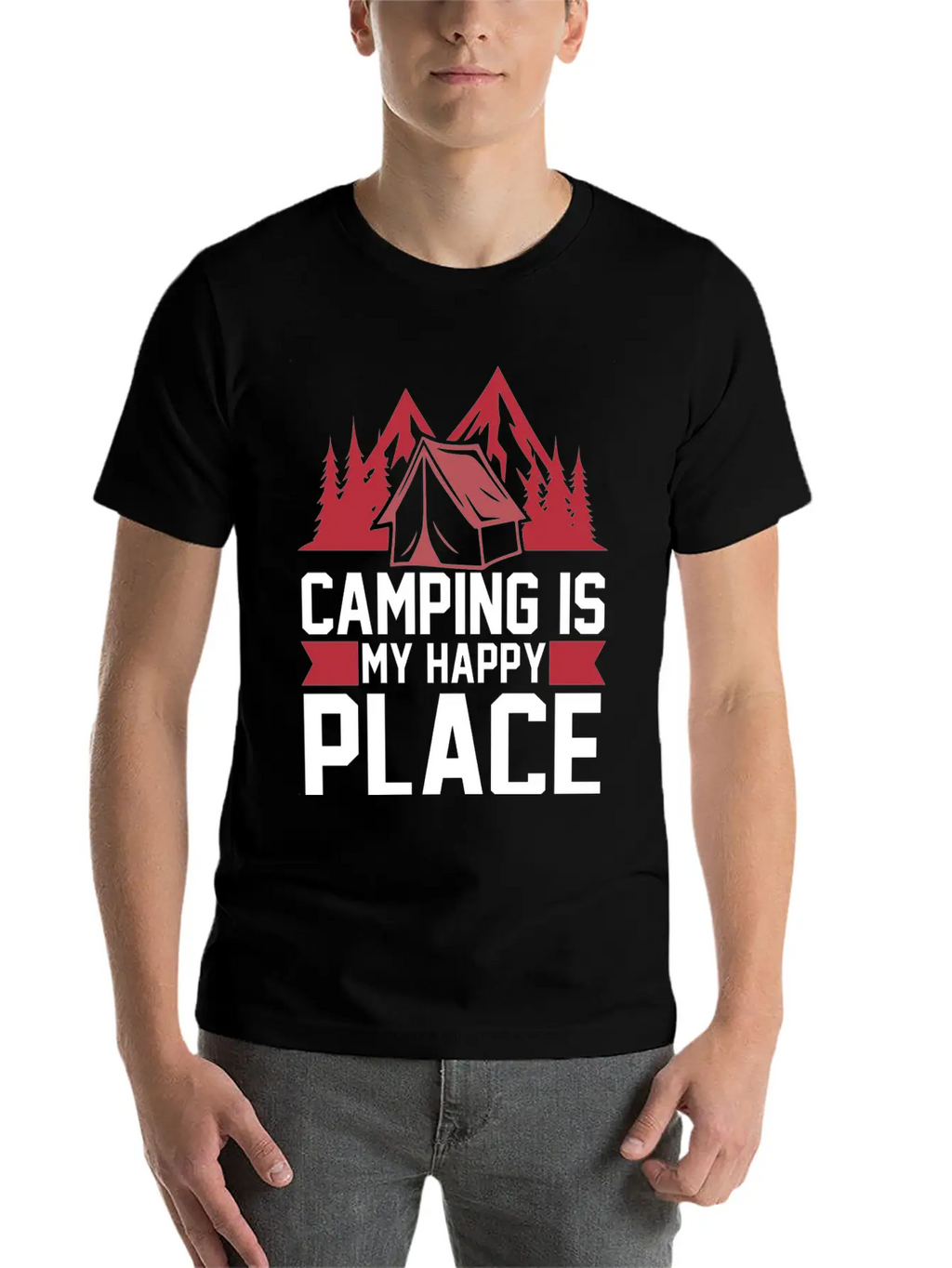Camping Is My Happy Place Casual Graphic T-Shirt – Simple And Comfortable Daily Wear