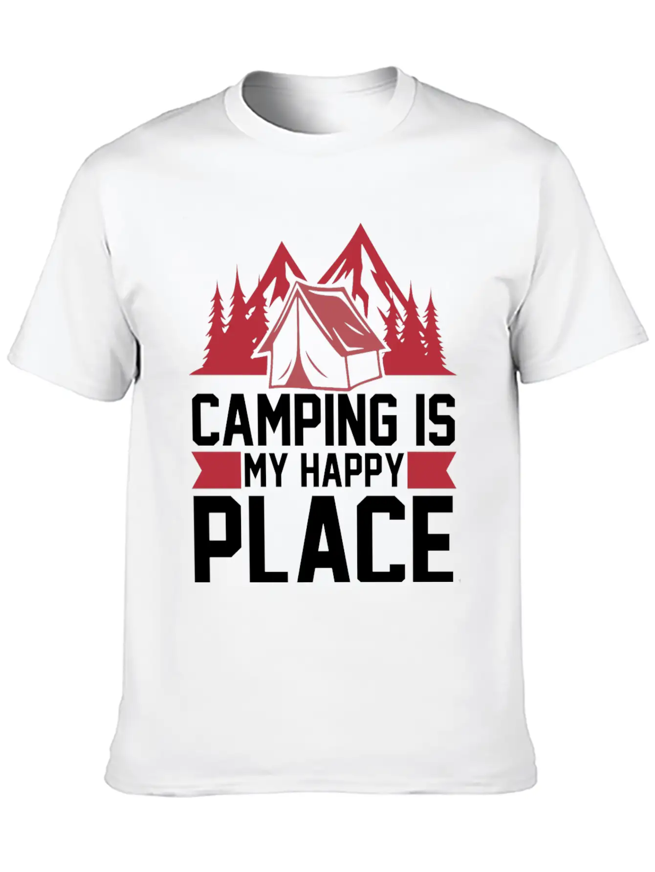 Camping Is My Happy Place Casual Graphic T-Shirt – Simple And Comfortable Daily Wear
