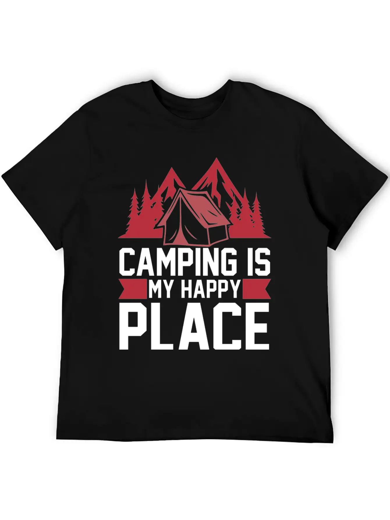 Camping Is My Happy Place Casual Graphic T-Shirt – Simple And Comfortable Daily Wear