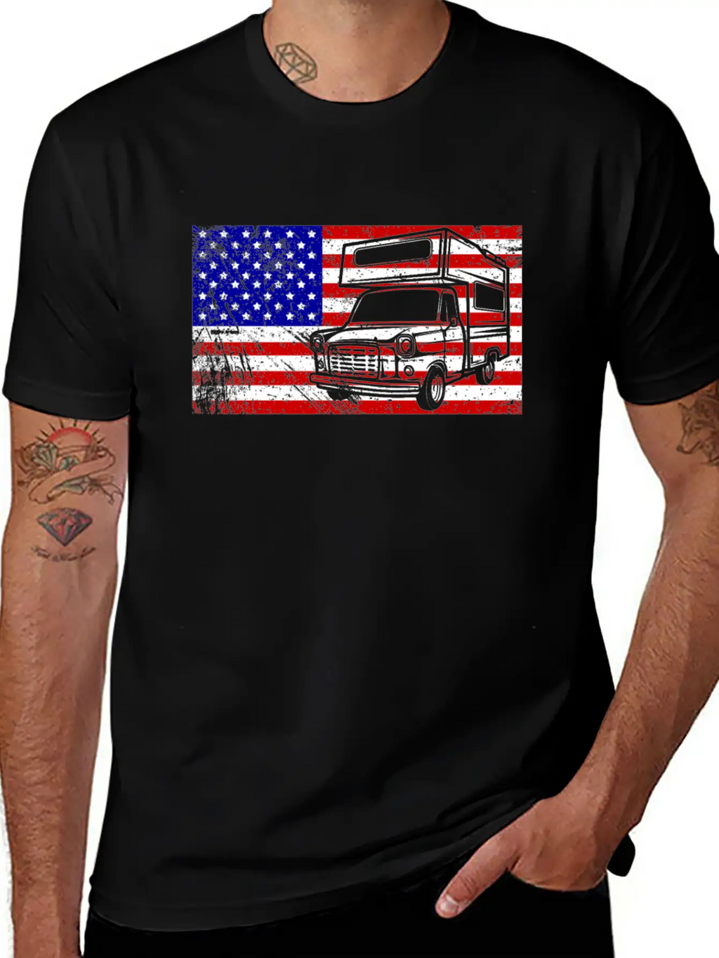 Camping Usa American Flag Camper Outdoor Gift Love Unisex Casual T-Shirt – Clean Design For Daily Comfort