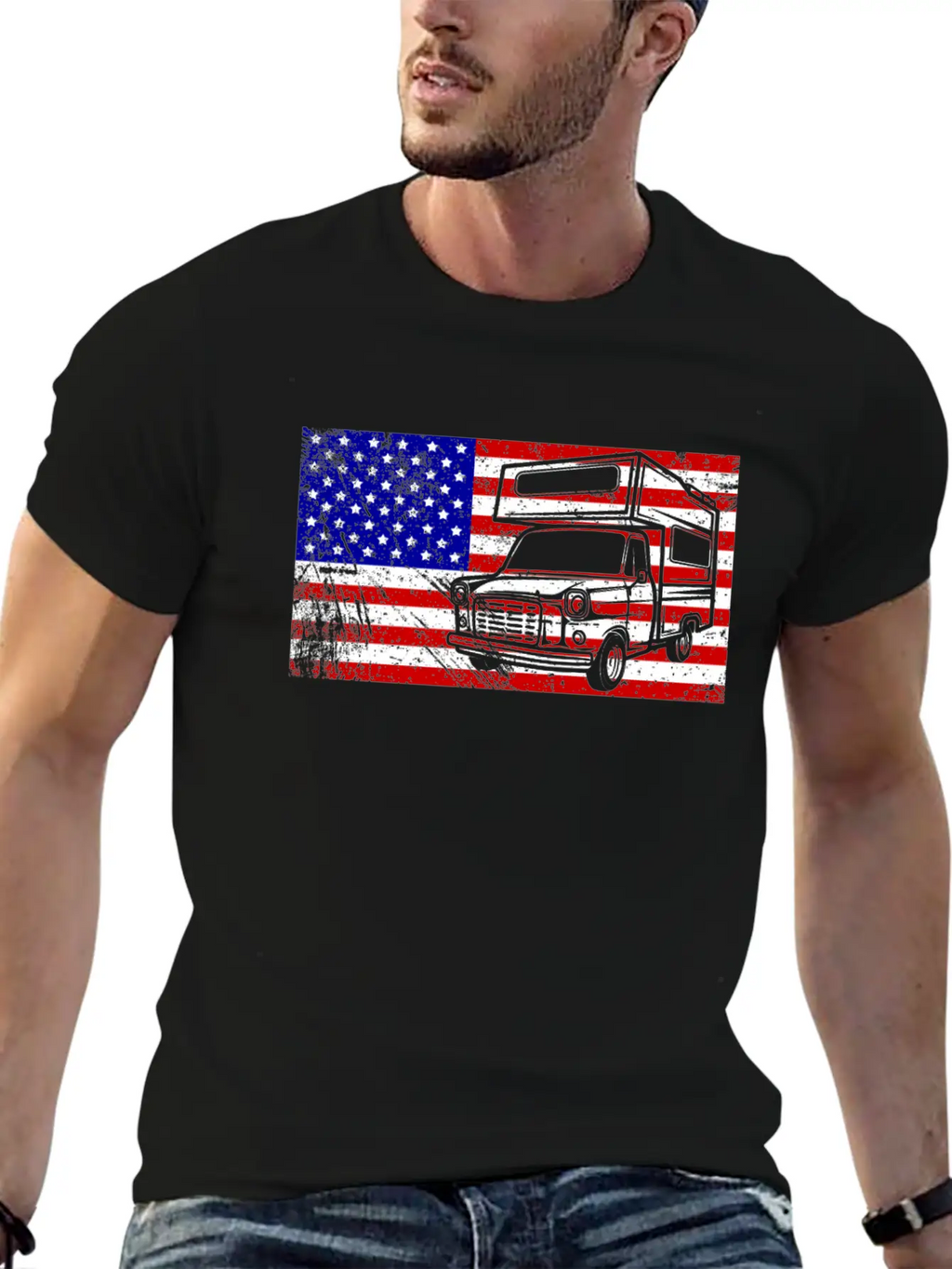 Camping Usa American Flag Camper Outdoor Gift Love Unisex Casual T-Shirt – Clean Design For Daily Comfort