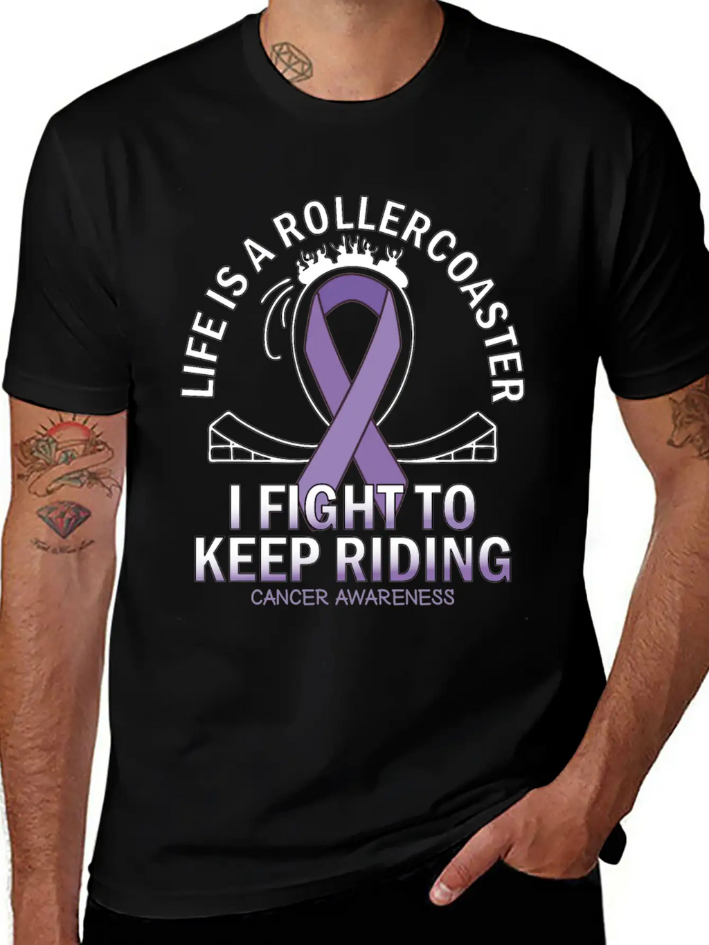 Cancer Awareness Lavender Ribbon Unisex Casual T-Shirt – Clean Design For Daily Comfort
