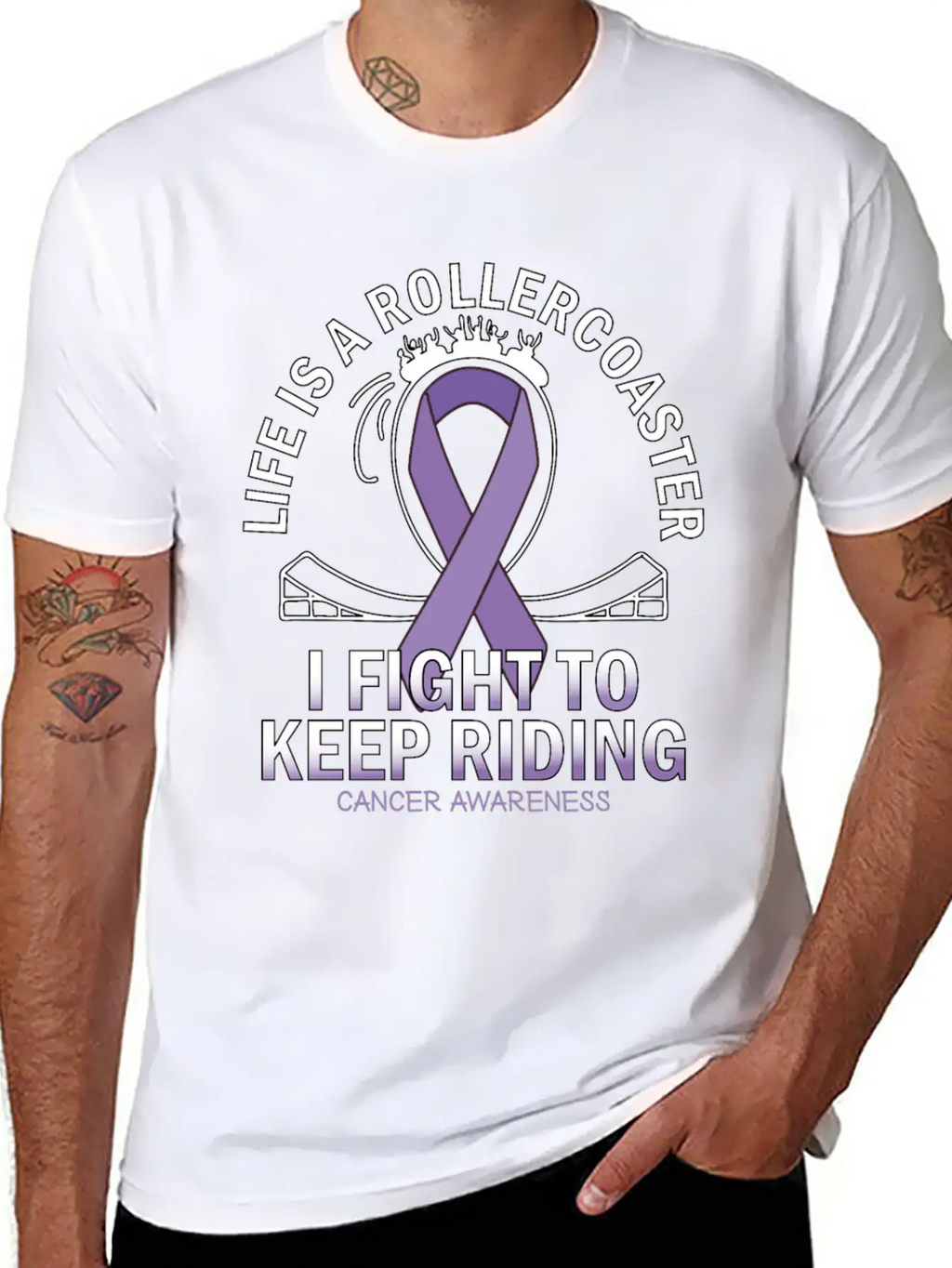 Cancer Awareness Lavender Ribbon Unisex Casual T-Shirt – Clean Design For Daily Comfort
