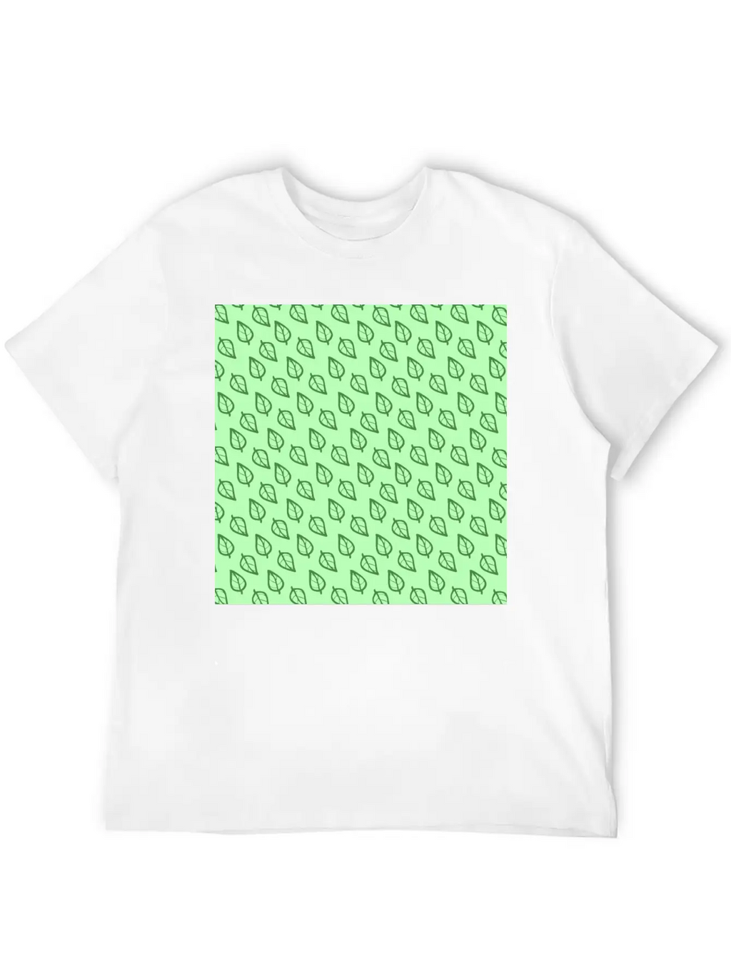 Candy Pastel Mint Green Leaf Plant Pattern Essential Cotton Tee For Daily Outfits – Unisex Style