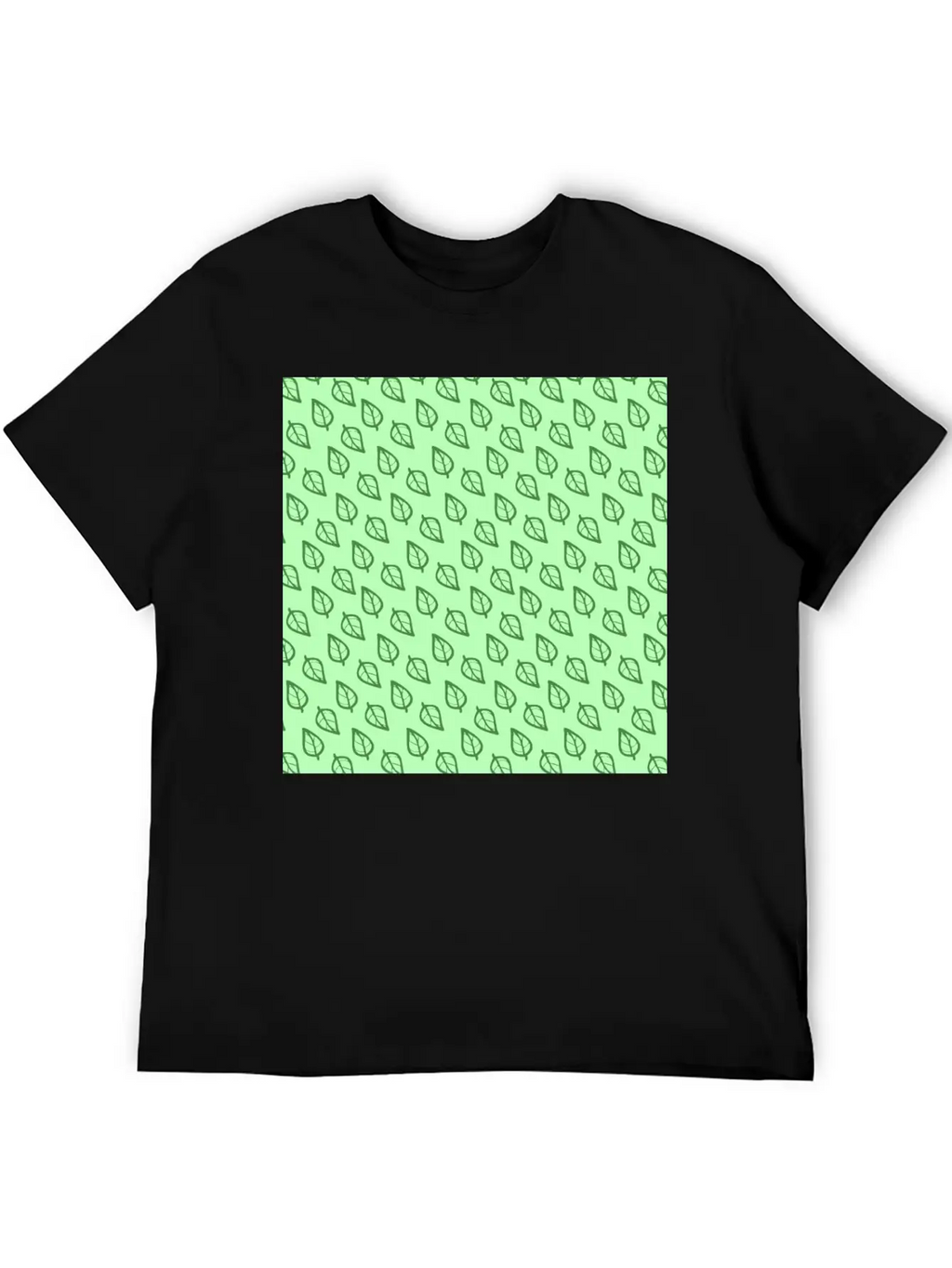 Candy Pastel Mint Green Leaf Plant Pattern Essential Cotton Tee For Daily Outfits – Unisex Style