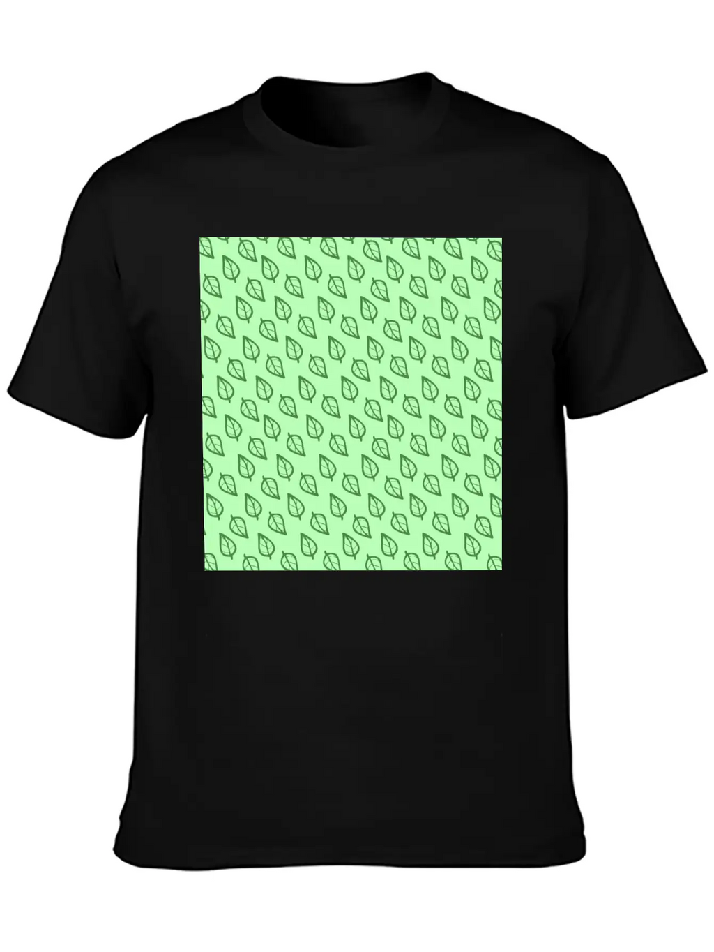 Candy Pastel Mint Green Leaf Plant Pattern Essential Cotton Tee For Daily Outfits – Unisex Style