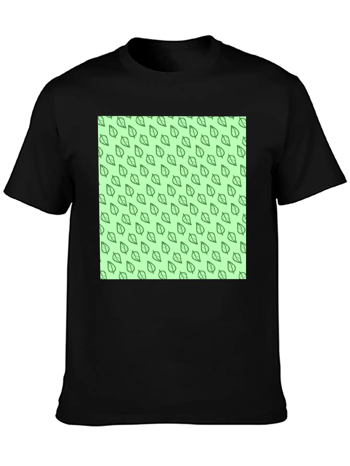 Candy Pastel Mint Green Leaf Plant Pattern Essential Cotton Tee For Daily Outfits – Unisex Style