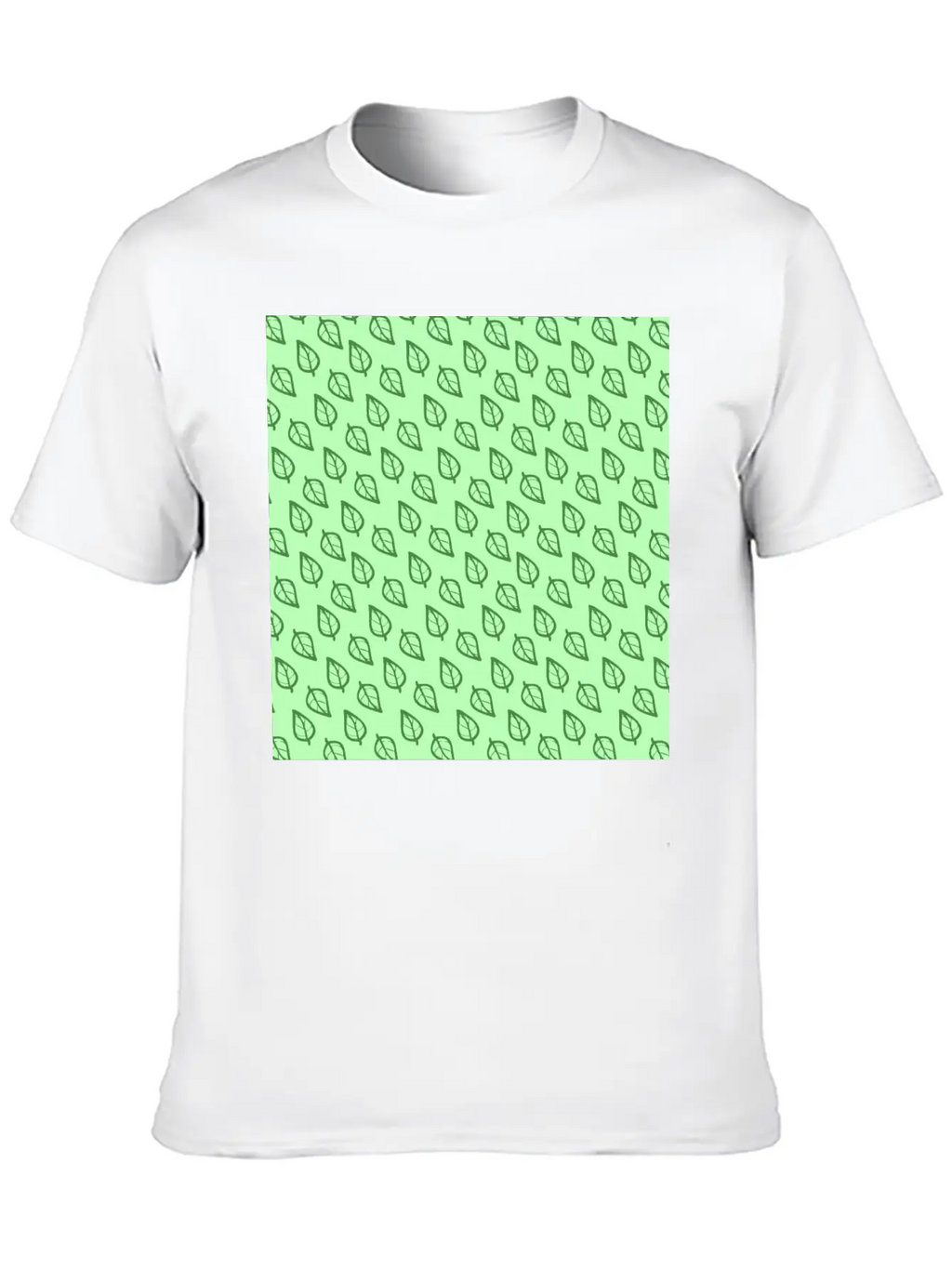 Candy Pastel Mint Green Leaf Plant Pattern Essential Cotton Tee For Daily Outfits – Unisex Style