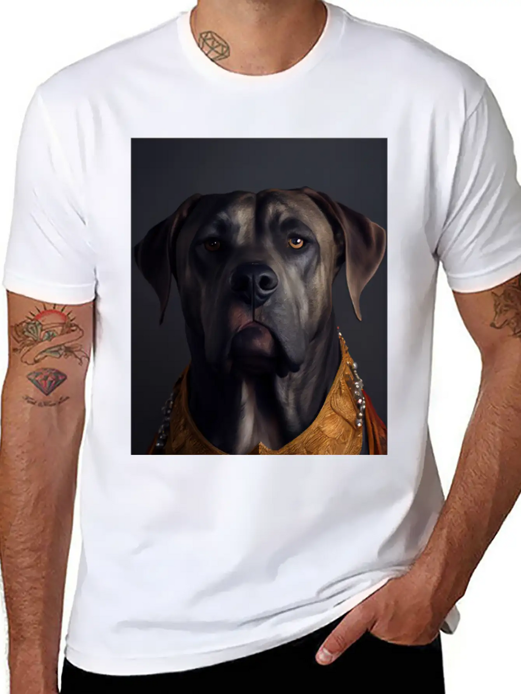 Cane Corso Dog Breed Portrait Royal Renaissance An Breathable Soft Cotton T-Shirt – Timeless Casual Look