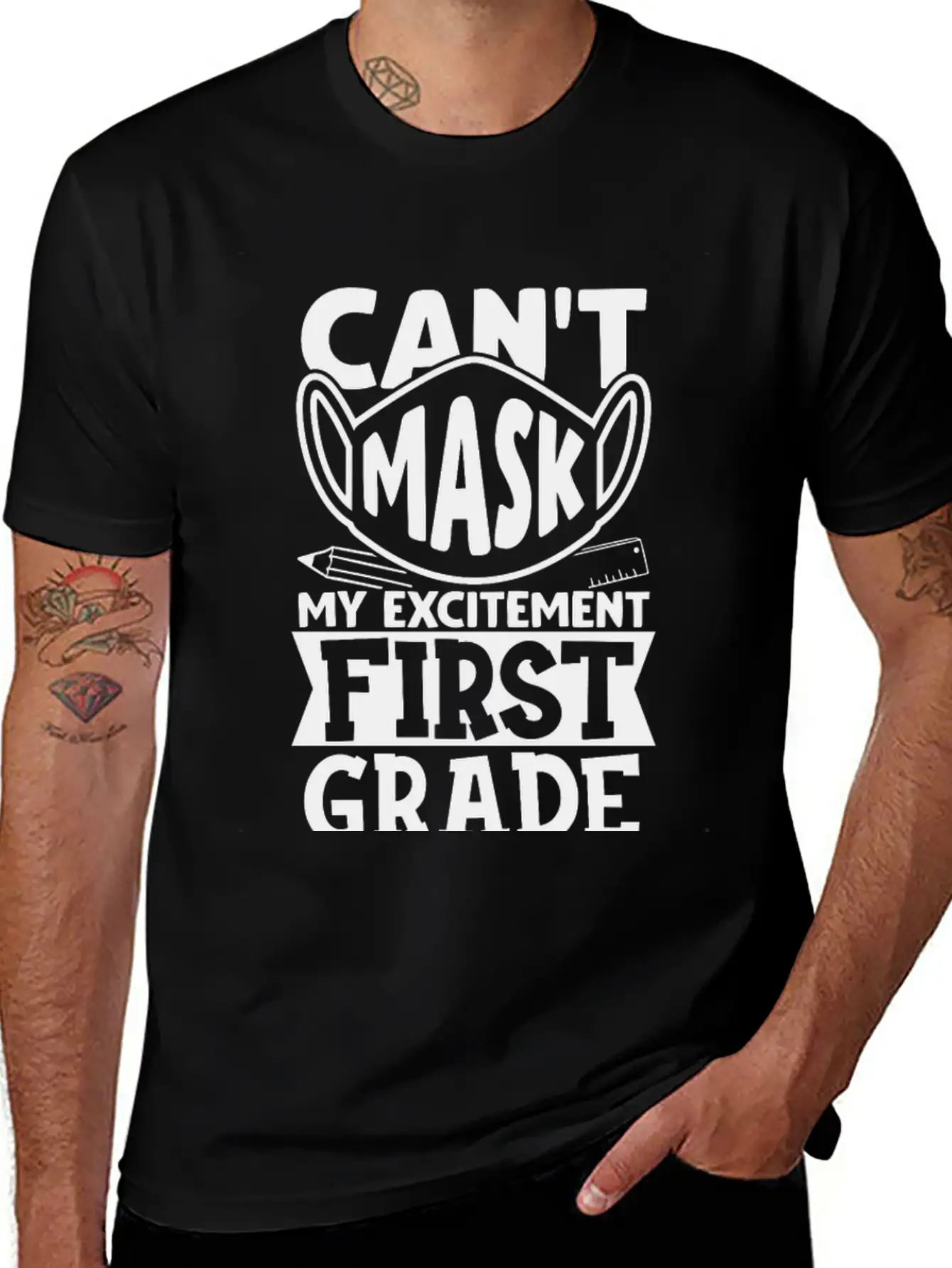 Can't Mask My Excitement For First Grade Unisex Casual T-Shirt – Clean Design For Daily Comfort