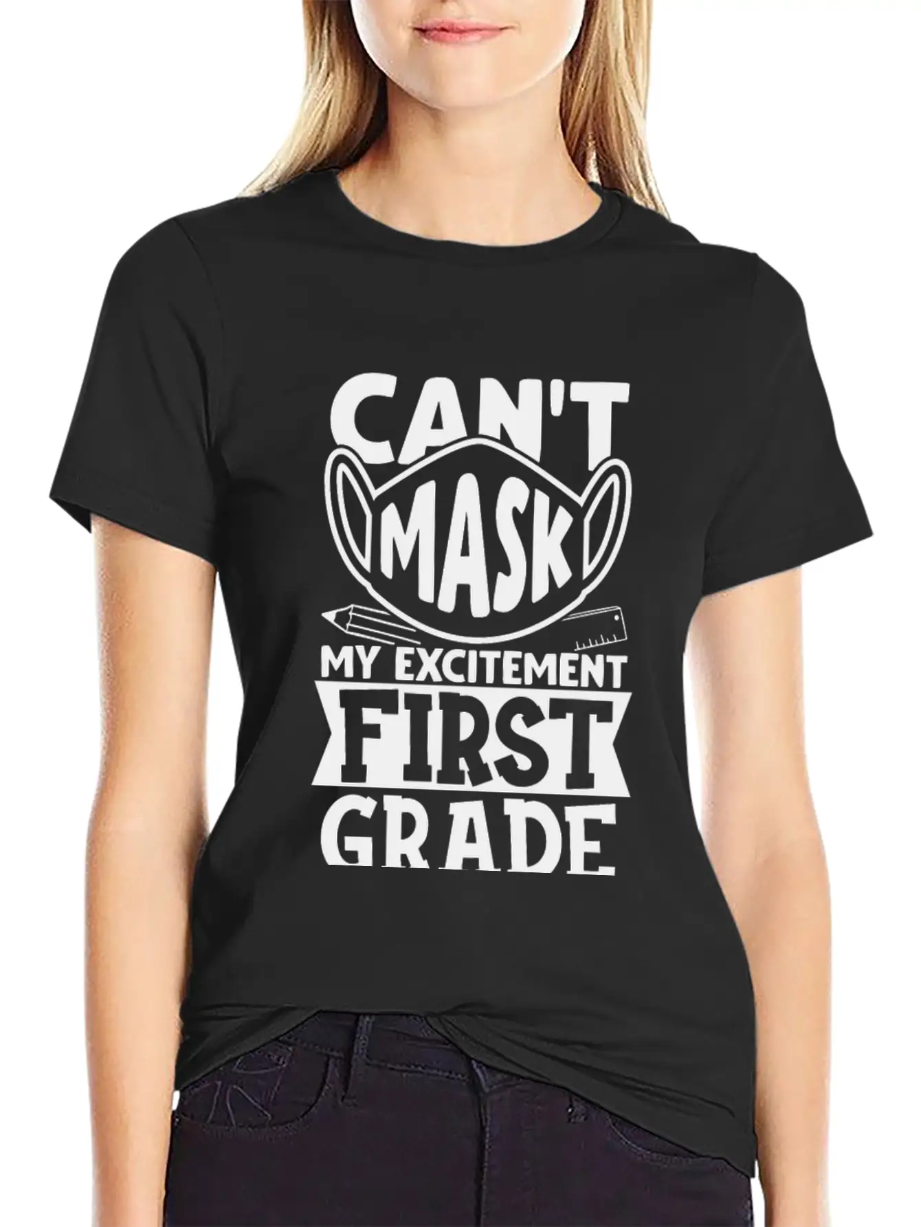 Can't Mask My Excitement For First Grade Unisex Casual T-Shirt – Clean Design For Daily Comfort