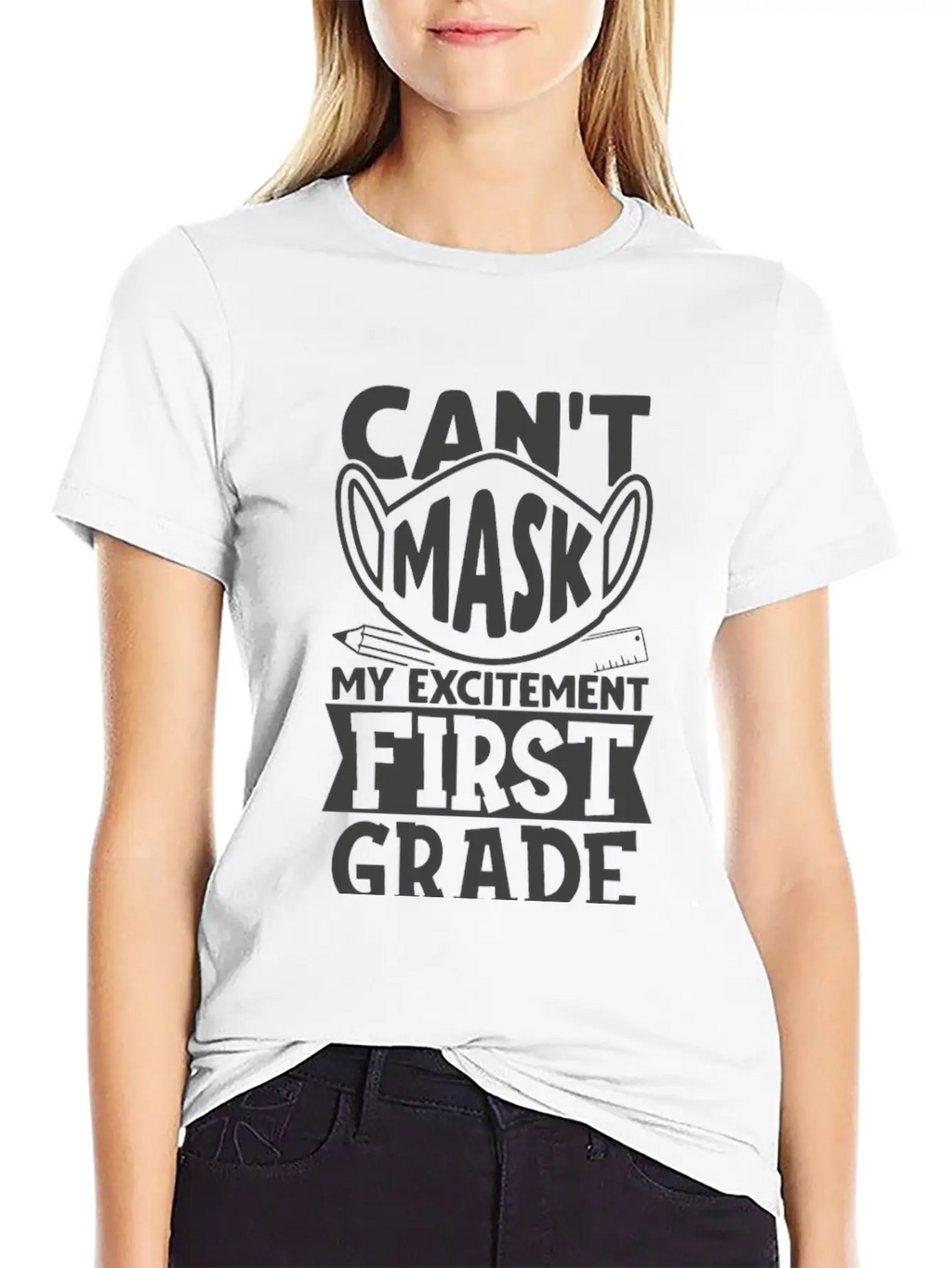 Can't Mask My Excitement For First Grade Unisex Casual T-Shirt – Clean Design For Daily Comfort
