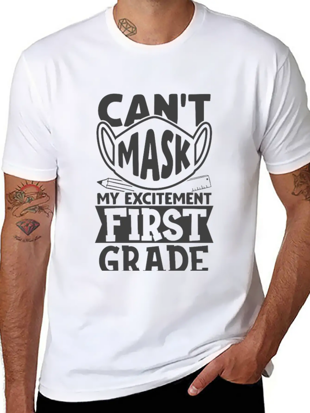 Can't Mask My Excitement For First Grade Unisex Casual T-Shirt – Clean Design For Daily Comfort