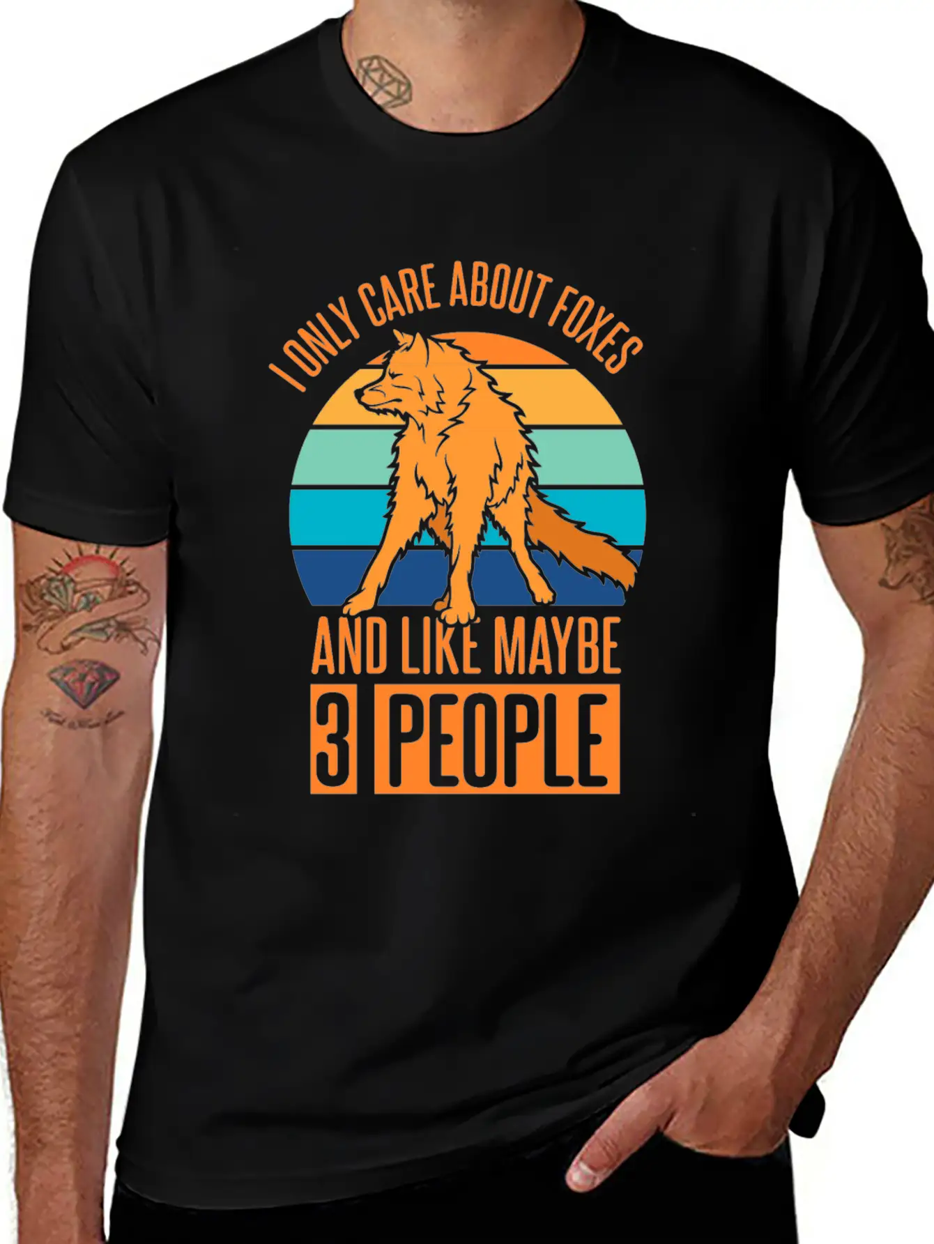 Care About Foxes And Like Maybe 3 People Casual Graphic T-Shirt – Simple And Comfortable Daily Wear