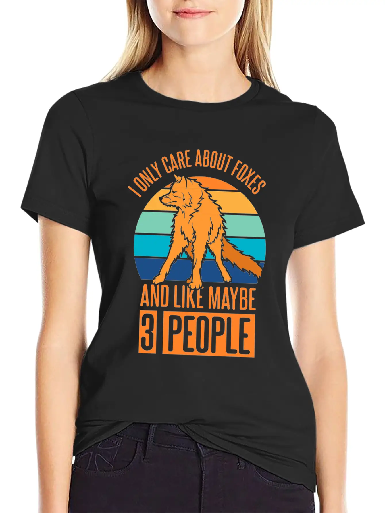 Care About Foxes And Like Maybe 3 People Casual Graphic T-Shirt – Simple And Comfortable Daily Wear