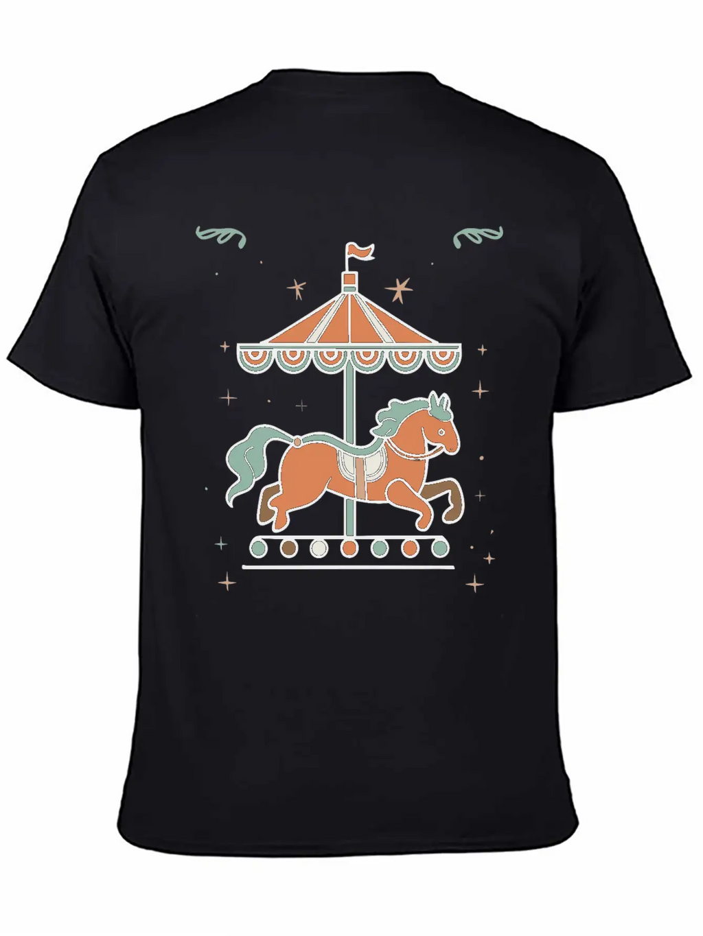 Carousel Horse Design Casual Graphic T-Shirt – Simple And Comfortable Daily Wear