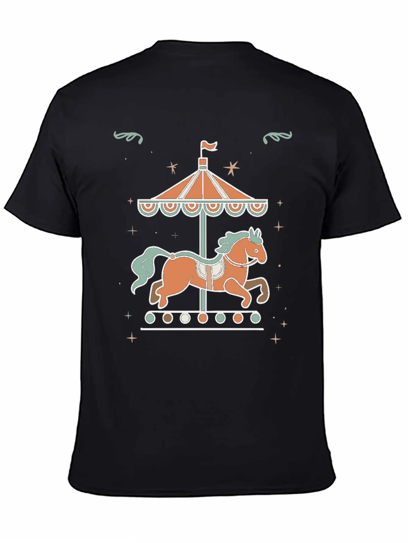 Carousel Horse Design Casual Graphic T-Shirt – Simple And Comfortable Daily Wear