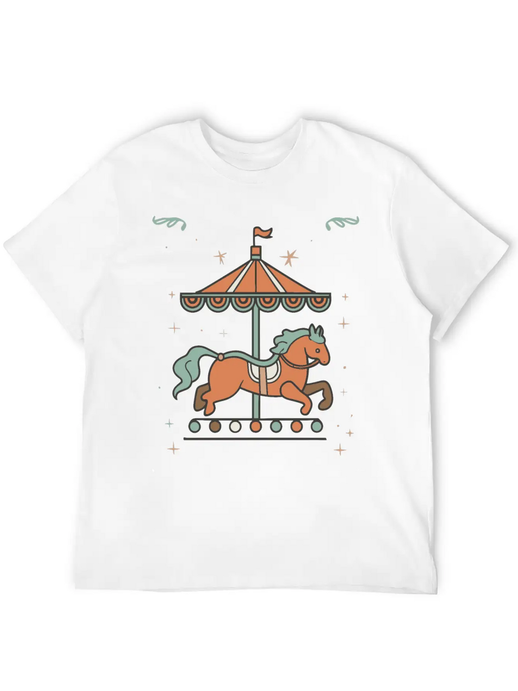 Carousel Horse Design Casual Graphic T-Shirt – Simple And Comfortable Daily Wear
