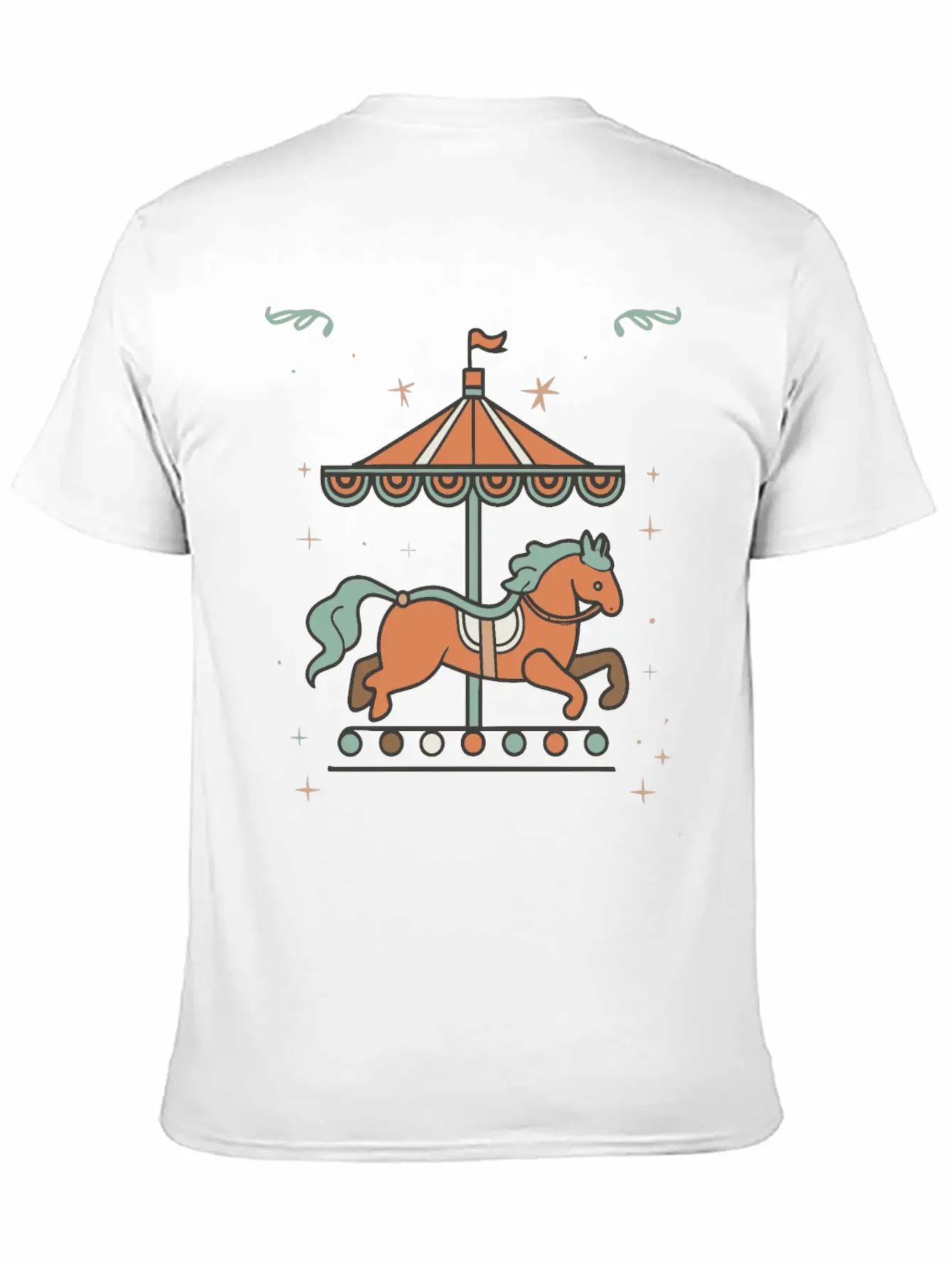 Carousel Horse Design Casual Graphic T-Shirt – Simple And Comfortable Daily Wear