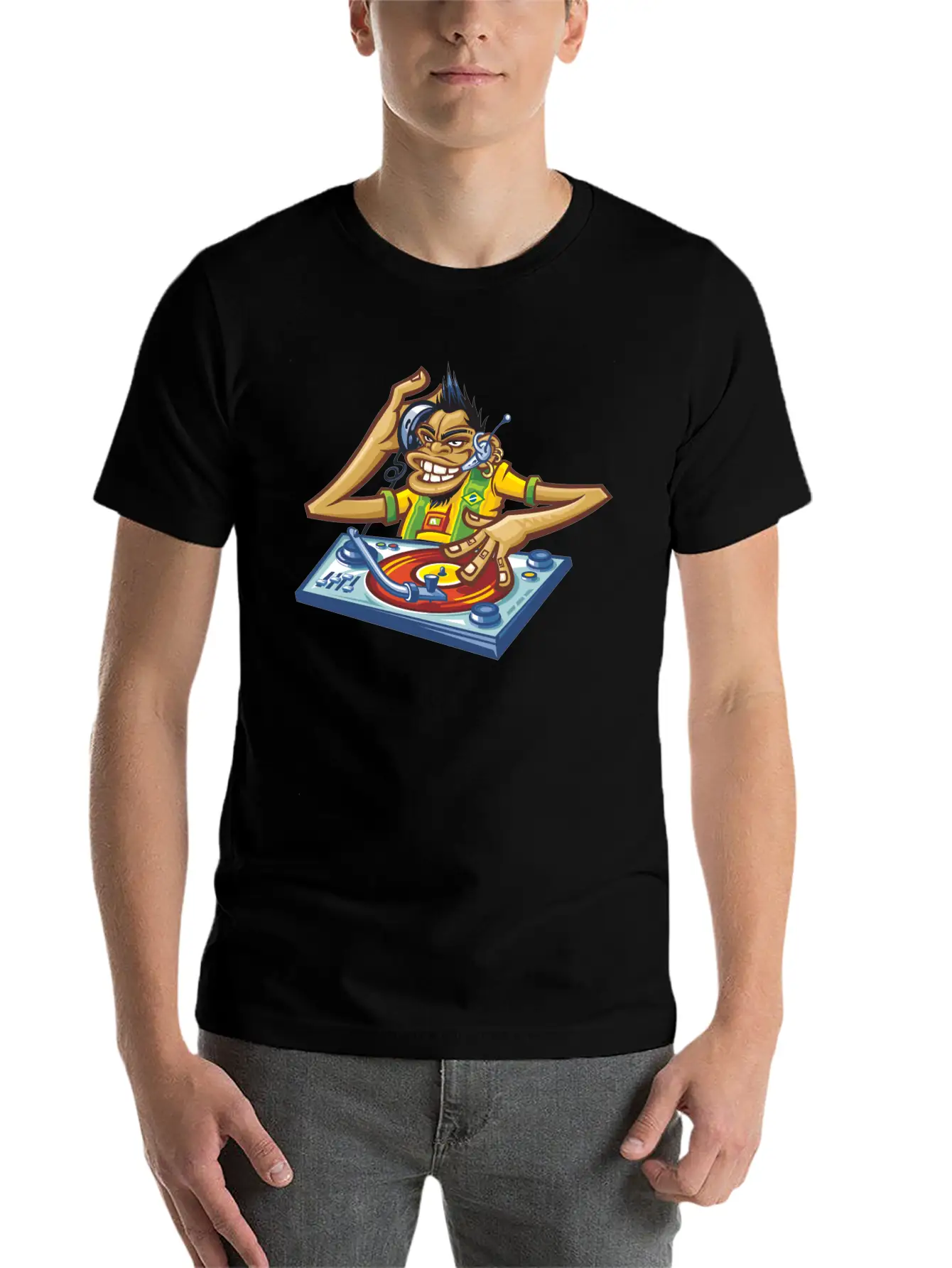 Cartoon Dj Essential Cotton Tee For Daily Outfits – Unisex Style