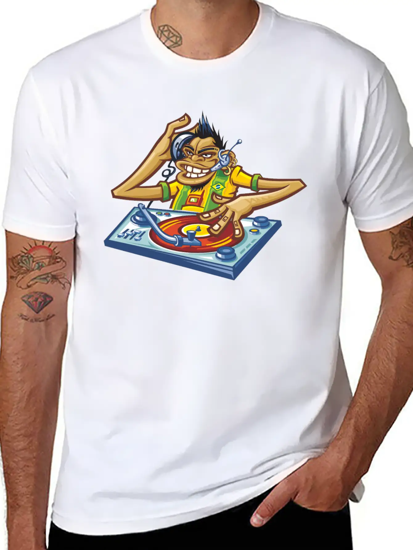 Cartoon Dj Essential Cotton Tee For Daily Outfits – Unisex Style