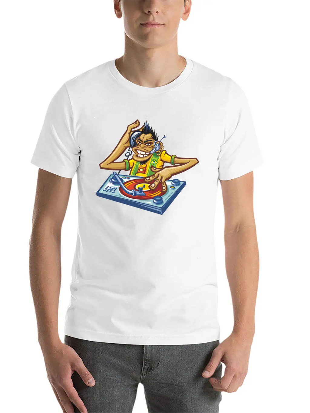 Cartoon Dj Essential Cotton Tee For Daily Outfits – Unisex Style