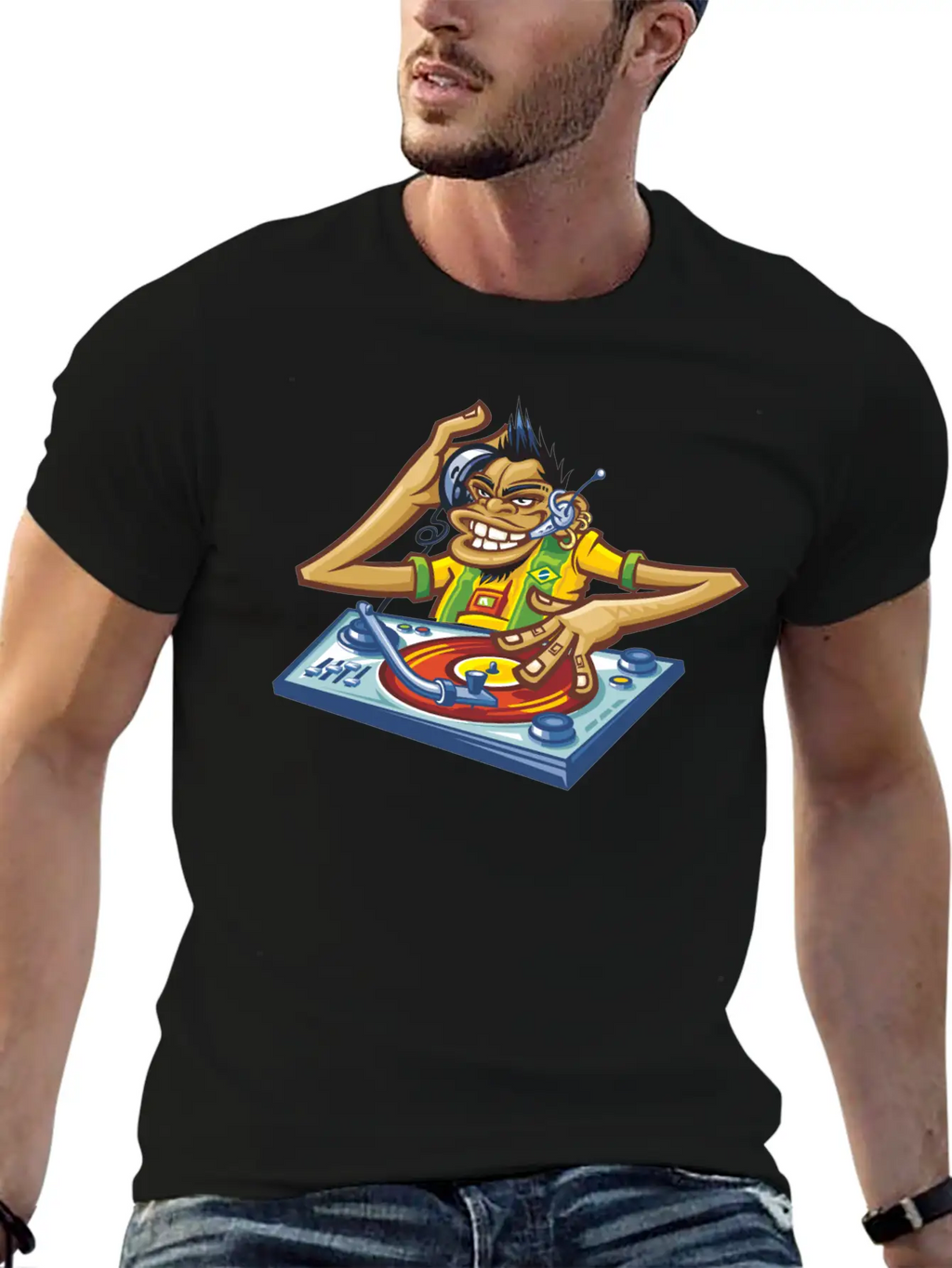 Cartoon Dj Essential Cotton Tee For Daily Outfits – Unisex Style