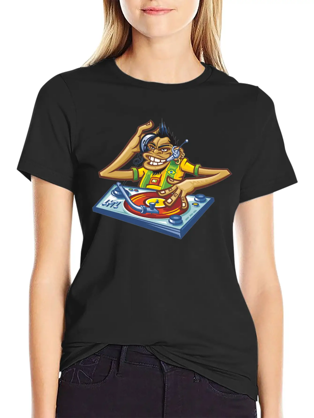 Cartoon Dj Essential Cotton Tee For Daily Outfits – Unisex Style
