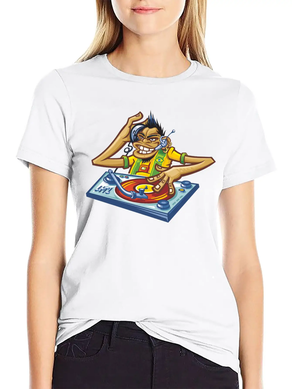 Cartoon Dj Essential Cotton Tee For Daily Outfits – Unisex Style