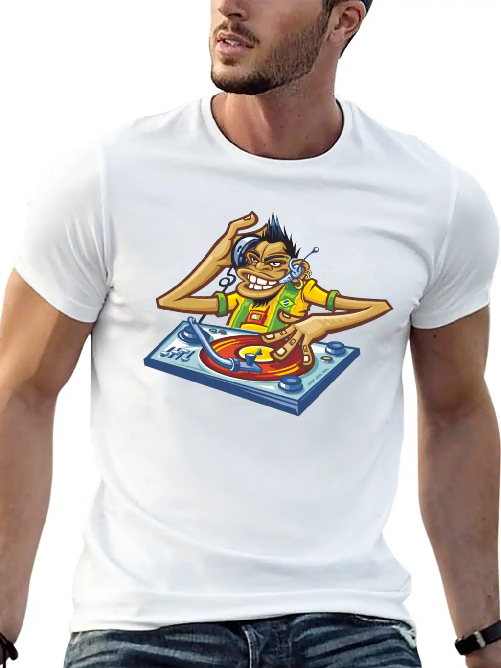 Cartoon Dj Essential Cotton Tee For Daily Outfits – Unisex Style