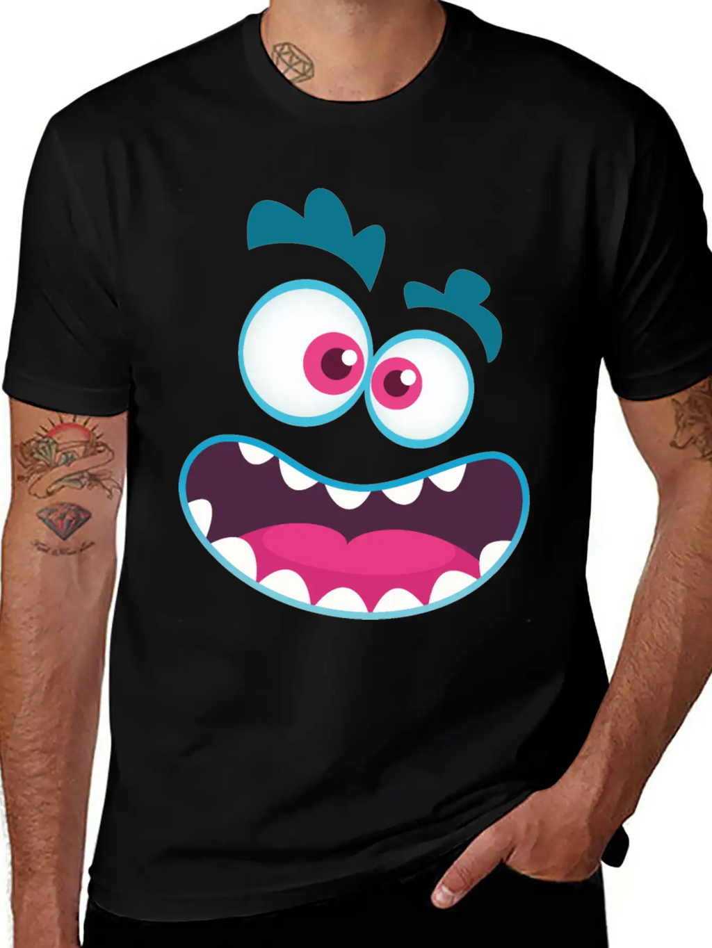 Cartoon Monster Emotion Unisex Casual T-Shirt – Clean Design For Daily Comfort