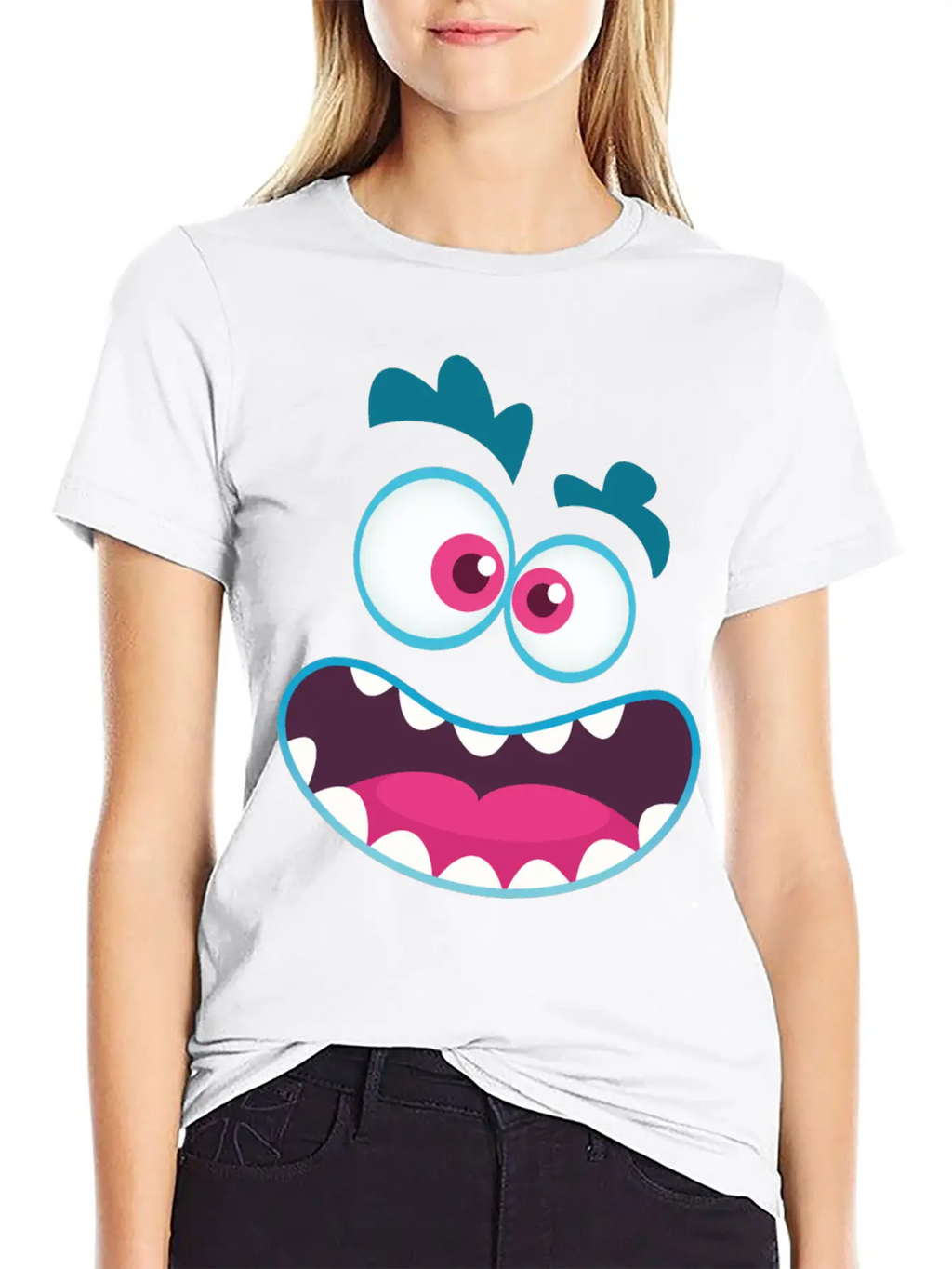Cartoon Monster Emotion Unisex Casual T-Shirt – Clean Design For Daily Comfort