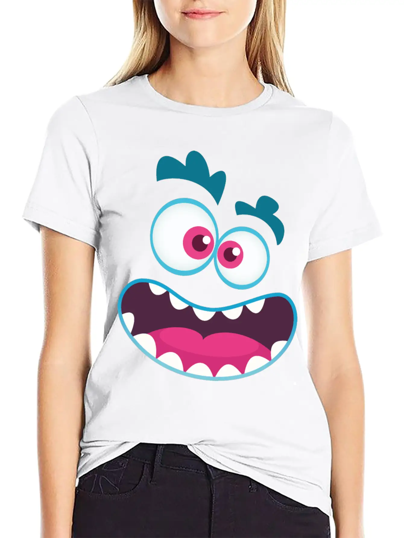 Cartoon Monster Emotion Unisex Casual T-Shirt – Clean Design For Daily Comfort