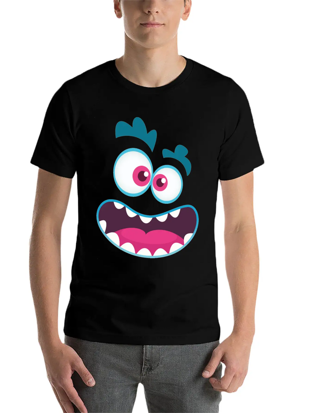 Cartoon Monster Emotion Unisex Casual T-Shirt – Clean Design For Daily Comfort