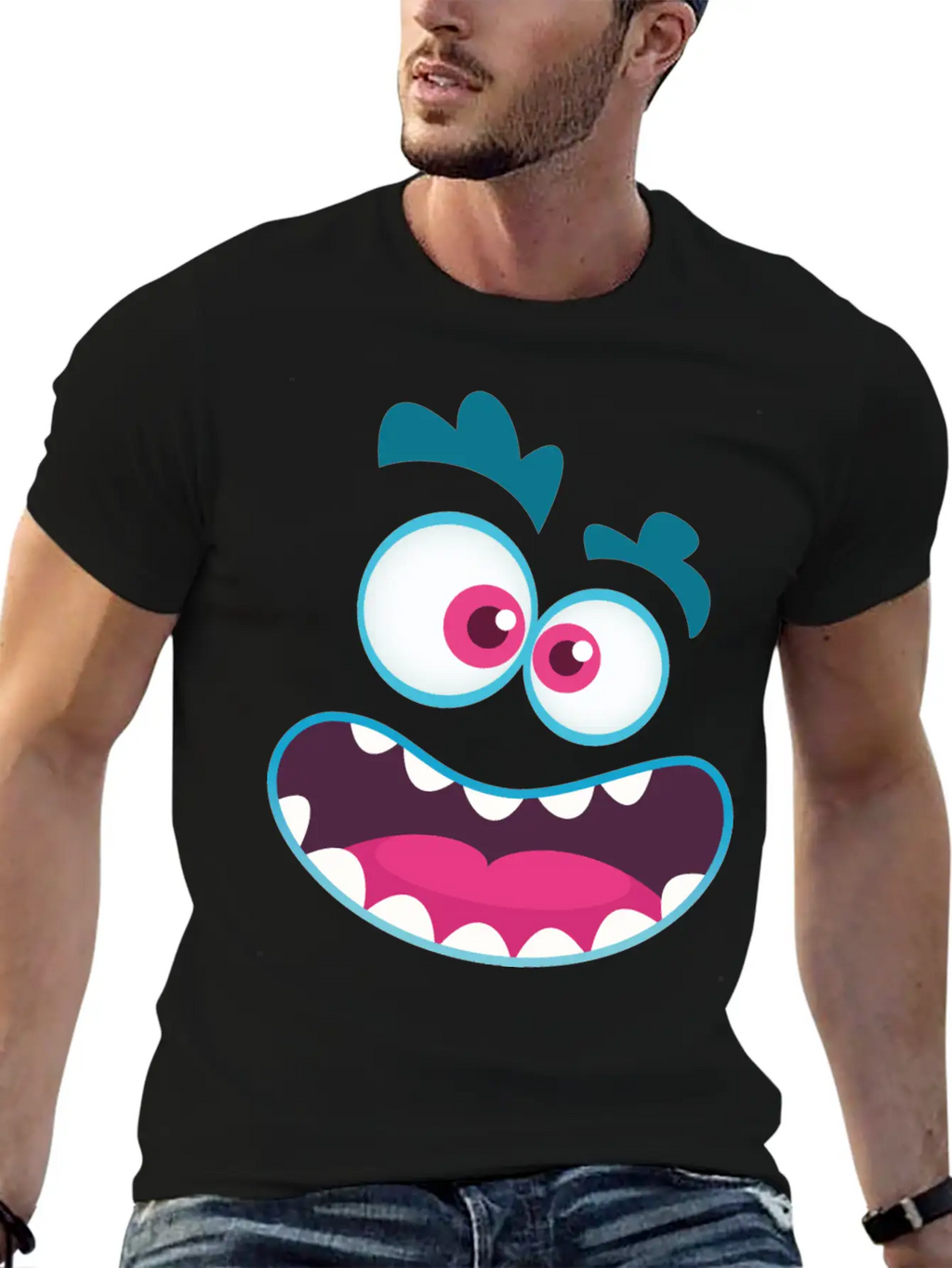 Cartoon Monster Emotion Unisex Casual T-Shirt – Clean Design For Daily Comfort