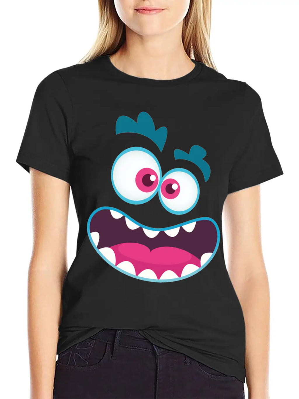 Cartoon Monster Emotion Unisex Casual T-Shirt – Clean Design For Daily Comfort