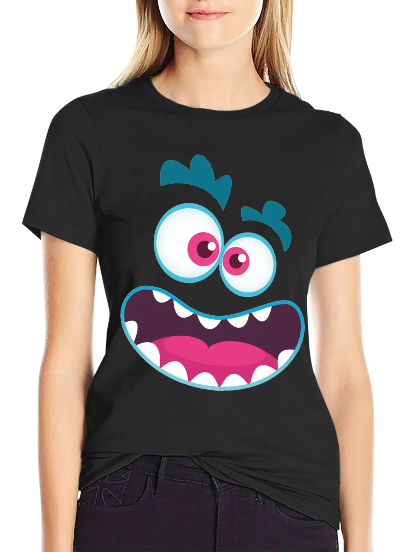 Cartoon Monster Emotion Unisex Casual T-Shirt – Clean Design For Daily Comfort