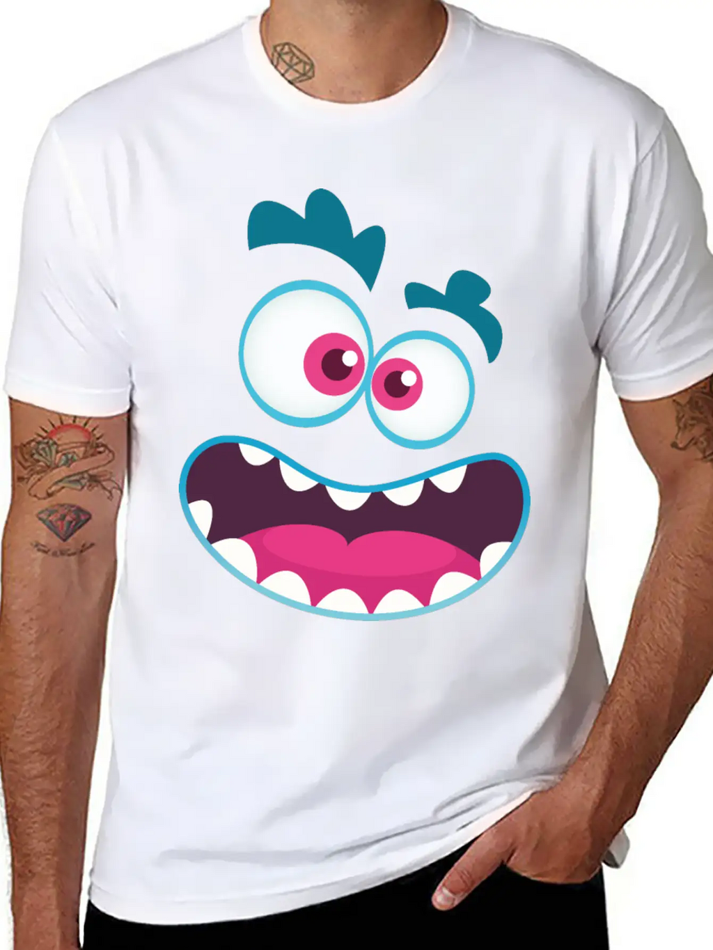 Cartoon Monster Emotion Unisex Casual T-Shirt – Clean Design For Daily Comfort