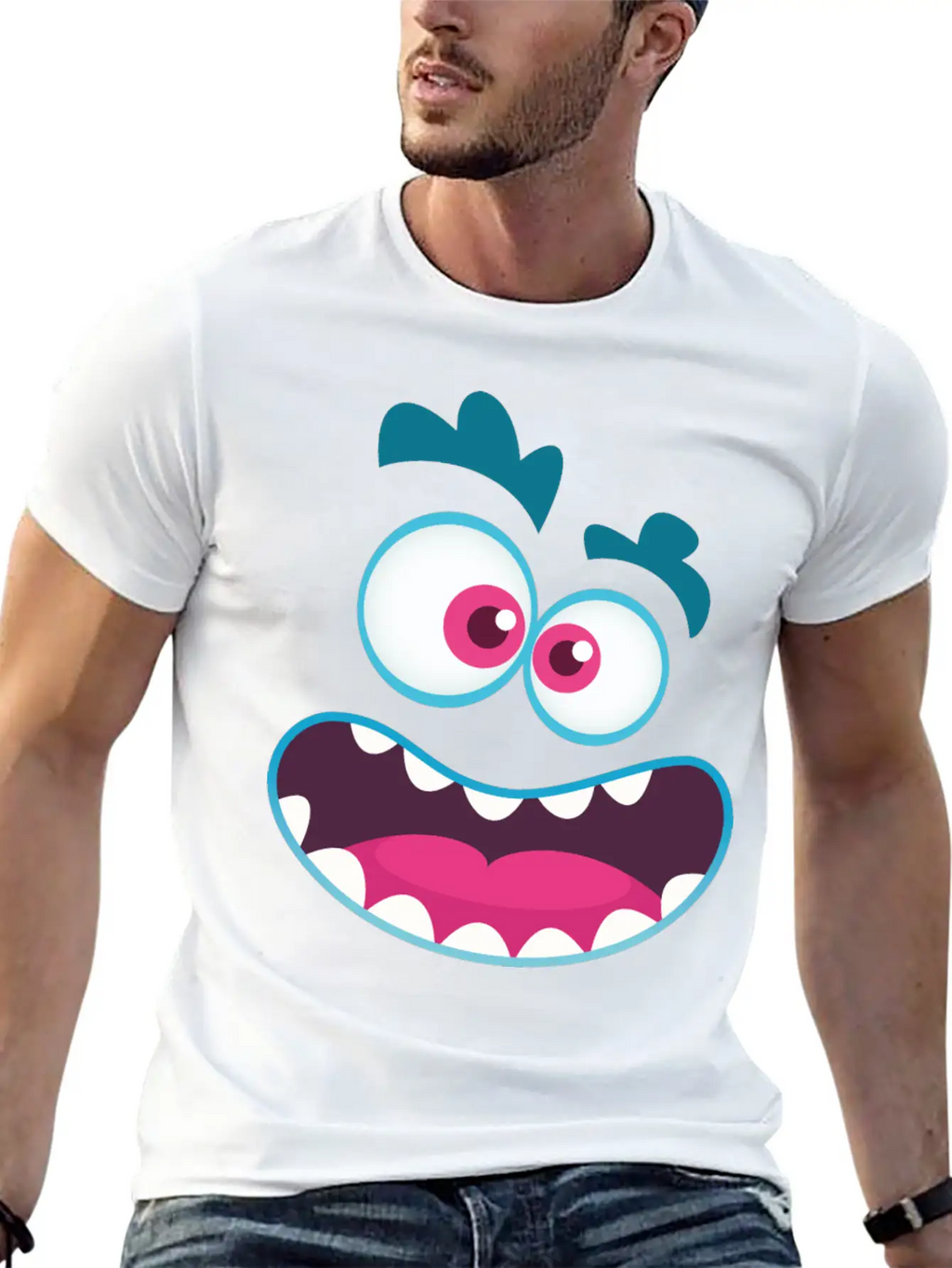 Cartoon Monster Emotion Unisex Casual T-Shirt – Clean Design For Daily Comfort