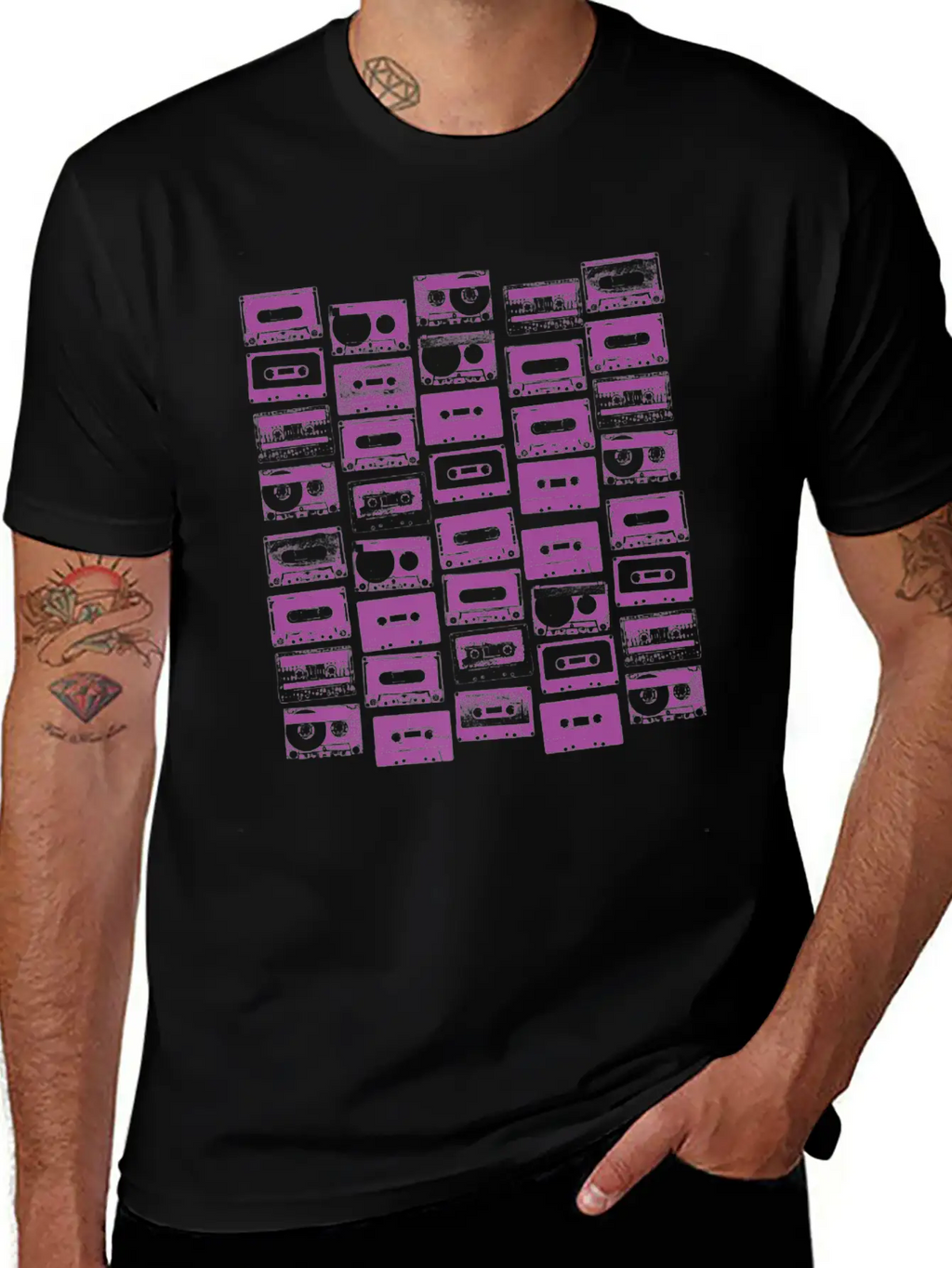 Cassette Tapes Mixtapes 1980s 1990s Music Purple Unisex Casual T-Shirt – Clean Design For Daily Comfort