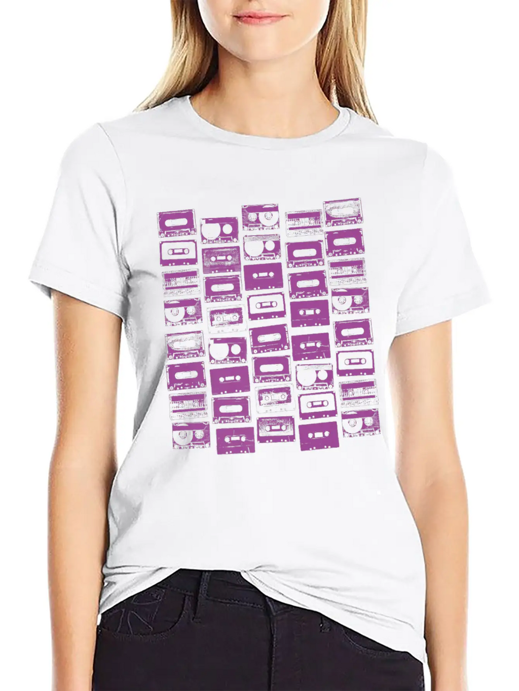 Cassette Tapes Mixtapes 1980s 1990s Music Purple Unisex Casual T-Shirt – Clean Design For Daily Comfort