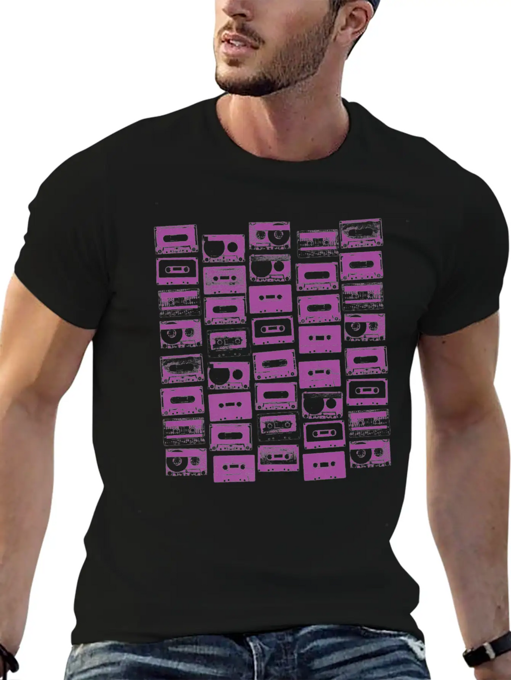 Cassette Tapes Mixtapes 1980s 1990s Music Purple Unisex Casual T-Shirt – Clean Design For Daily Comfort