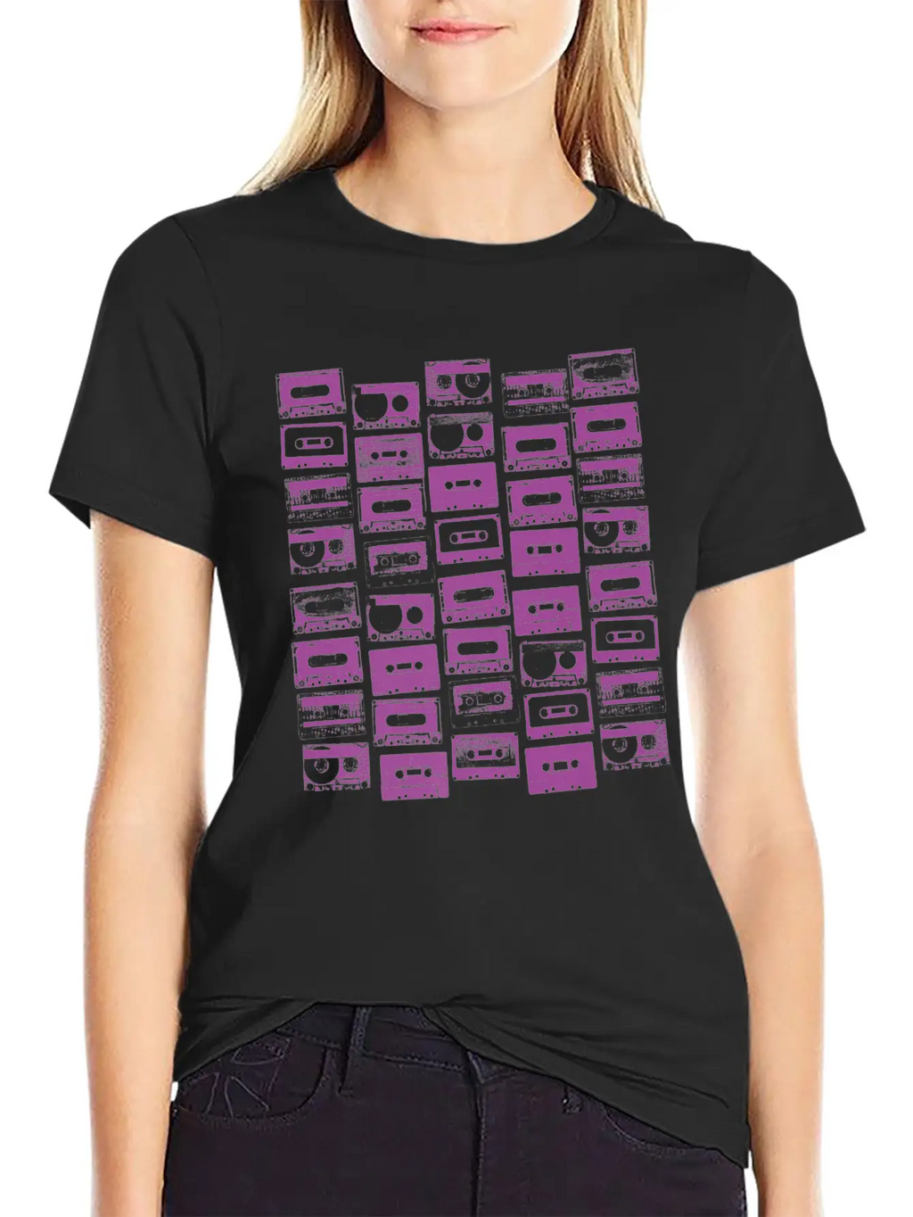 Cassette Tapes Mixtapes 1980s 1990s Music Purple Unisex Casual T-Shirt – Clean Design For Daily Comfort