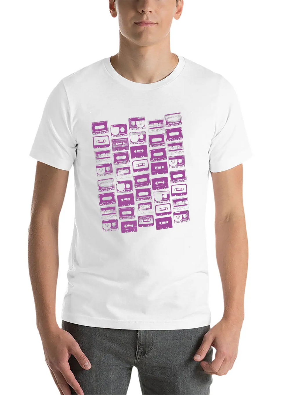 Cassette Tapes Mixtapes 1980s 1990s Music Purple Unisex Casual T-Shirt – Clean Design For Daily Comfort