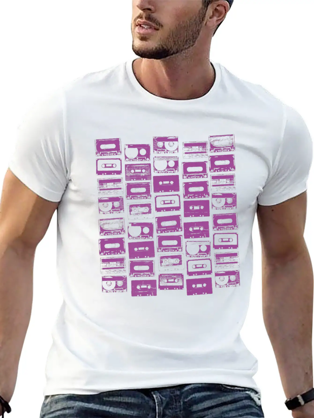 Cassette Tapes Mixtapes 1980s 1990s Music Purple Unisex Casual T-Shirt – Clean Design For Daily Comfort