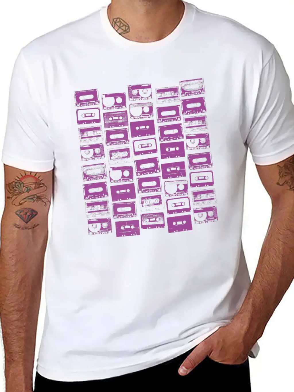 Cassette Tapes Mixtapes 1980s 1990s Music Purple Unisex Casual T-Shirt – Clean Design For Daily Comfort